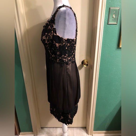 Jovani Black Beaded Silk & Lace Dress - Picture 4 of 15